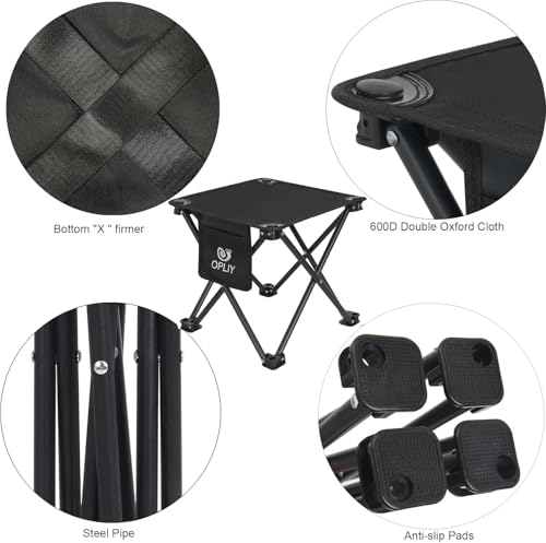 Opliy Camping Stool 2 Pack,13 Inch Portable Folding Stool for Outdoor Gardening and Beach Hiking Fishing,Foot Stool with Carry Bag (Black)