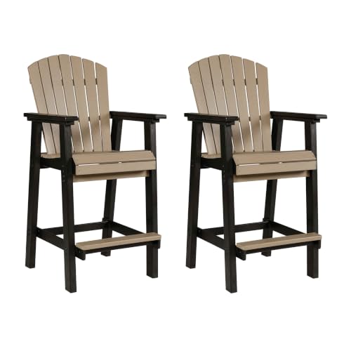 Signature Design by Ashley Fairen Trail 30" HDPE Durable Outdoor Barstool, 2 Count, Black & Brown
