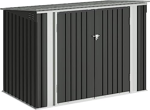 Devoko Outdoor Storage Shed 5.8 x 3.3 FT Metal Trash Shed Waterproof Outside Storage with Lid Chain Hydraulic Gas Rod for Trash Can Weeding Tools