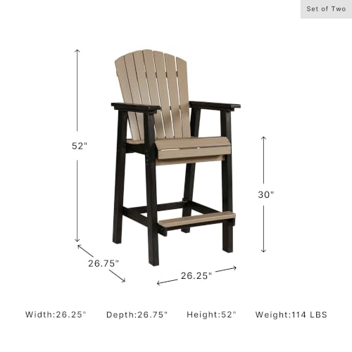 Signature Design by Ashley Fairen Trail 30" HDPE Durable Outdoor Barstool, 2 Count, Black & Brown