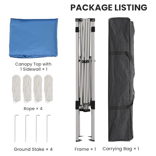 Oneofics 10X10 Pop Up Canopy, Slant Legs Instant Outdoor Canopy Tent with 1 Sidewall, Portable Patio Garden Deck Gazebo Shelter - 10x10 Base 8x8 Top