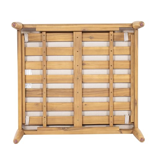 Christopher Knight Home Terassi Indoor/Outdoor Ottoman with Cushion, Acacia Wood Patio Ottoman, Outdoor Foot Stool for Patio Furniture Set, Versatile Stools for Balcony/Garden/Porch, Beige+Light Teak