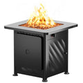 East Oak 28” Outdoor Propane Fire Pit Table | 52,000 BTU Gas Fire Pit for Outside with Easy-Hook Lid, Mesh Pocket & Lava Rocks | CSA Certified | Ideal for Patio, Garden & Backyard | Black