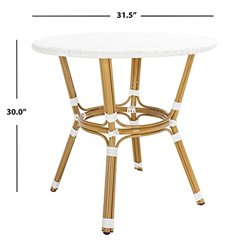 Safavieh PAT4012C Outdoor Collection Sidford White Rattan Bistro Table