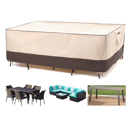 F&J Outdoors Patio Furniture Covers, Waterproof Anti-UV for Table and Chairs Set, 108"Wx82"Dx27.5"H