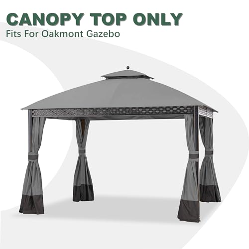 JANCANOPY Replacement Gazeb Cover for 10X12Ft Oakmont Gazebo L-GZ1188PST-A,Pinehurst Gazebo L-GZ1188PST, Gray