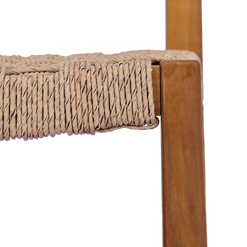 Christopher Knight Home 2-Pack Outdoor Counter Height Bar Stools with Backrest, Acacia Wood Frame Woven Wicker, 28" Patio Bar Chairs with Teak Finish for Deck Balcony Outdoor Bar Table, Light Brown