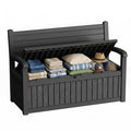 GYMHILL 80 Gallon Outdoor Storage Bench Spacious Storage Box Waterproof Resin Deck Box Lockable for Patio, Garden, Living Room & Outdoor Spaces（Black）