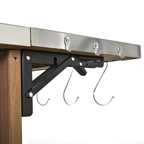 Christopher Knight Home Edsel Outdoor Bar Cart with Stainless Steel Top and Lockable Wheels, Solid Wood Outdoor Storage Cabinet, Kitchen Island Serving Cart for Poolside, Garden, Natural Brown+Silver