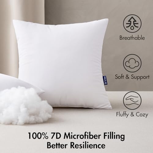 MIULEE 18x18 Outdoor Pillows,Set of 4 Throw Pillows Waterproof,Soft Support Throw Inserts Decorative Water Resistant for Patio Furniture and Garden