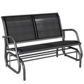 Outsunny 2-Person Outdoor Glider Bench, Patio Double Swing Rocking Chair Loveseat w/Powder Coated Steel Frame for Backyard Garden Porch, Black