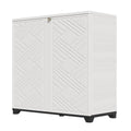HOMSPARK Indoor/Outdoor Storage Cabinet with Doors, 34”x15”x34” HDPE Plastic Storage Box for Bedroom, Bathroom, Living Room, Balcony, Multi-Purpose for Daily Tools, White