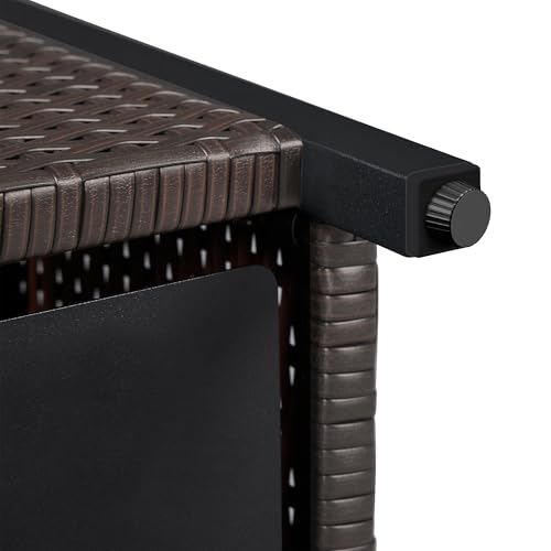 Yaheetech Outdoor Patio Side Table with 1.5" Umbrella Hole, PE Rattan Umbrella Stand, All Weather Wicker Bistro Coffee Table for Garden, Poolside, Deck, Black