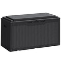Greesum 100 Gallon Resin Deck Box Large Outdoor Storage Boxes with Cushions for Garden Tools, Patio Furniture Pillows, Pool Supplies, Black
