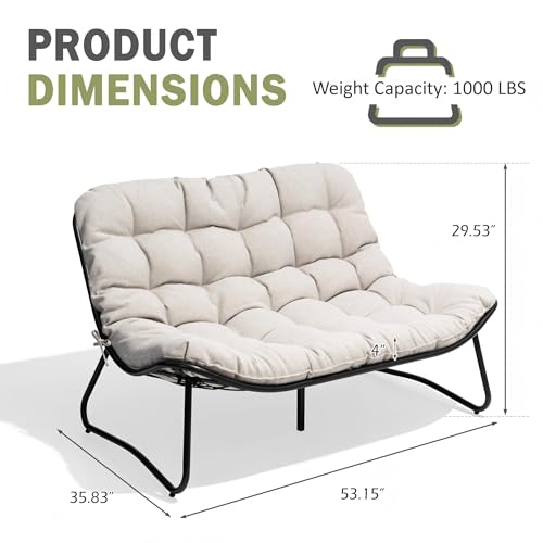 Crestlive Products Outdoor Loveseat, 2-Seat Sofa with Soft Cushion, All-Weather Outdoor Couch Patio Furniture for Balcony, Poolside, Backyard, Porch (Beige)