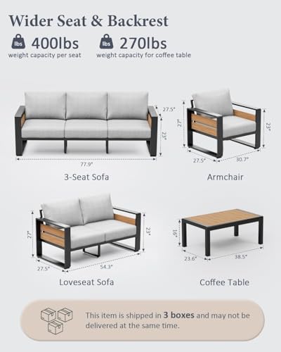 ZANDOR Aluminum Outdoor Patio Furniture-1 Pcs Loveseat,Dark Gray