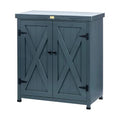 HABAU Outdoor Storage Cabinets Weatherproof for Patio, Garden Work Bench with Shelves & Metal Tabletop, Wooden Potting Table Workstation