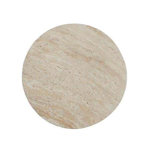 Christopher Knight Home Dila Patio Side Table, Lightweight Concrete End Table, Small Coffee Table, Garden Stool, Decorative Accent Table, Round Table Top, Side Table for Poolside Balcony, Travertine