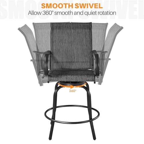 Yaheetech Patio Swivel Bar Stools Outdoor Chairs Set of 2 Outdoor High Bistro Stools Outdoor Furniture, All-Weather Patio Stools for Outside, Beach, Lawn, Poolside and Garden, Black
