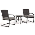 Grand patio 3-Piece Bistro Set, Outdoor Wicker Table Set, Rocking Wicker Chairs with Removable Cushions and Small Coffee Table, Patio Furniture Sets for Balcony, Porch, Grey