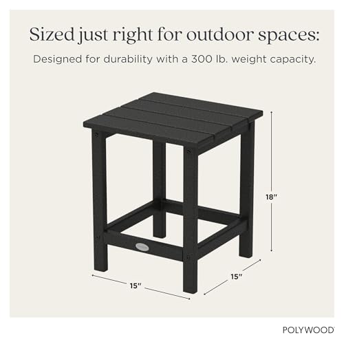 POLYWOOD Long Island 18" Side Table, Black
