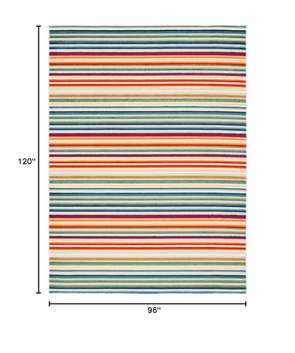 SAFAVIEH Washable Rug Outdoor Cabana Collection - 8' x 10', Ivory & Green, Non-Shedding & Easy to Clean, Ideal for Patio, Backyard, Mudroom (CBN323A)