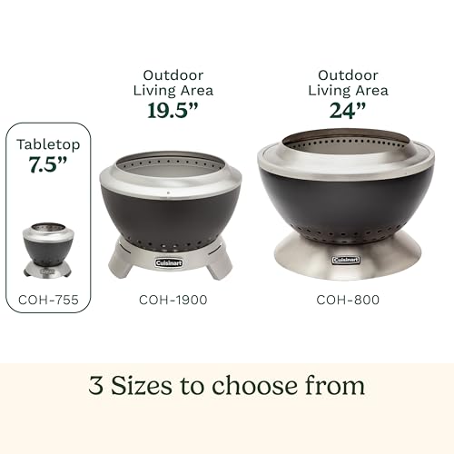 Cuisinart Cleanburn Smokeless Tabletop Fire Pit, 7.5” Lightweight Portable Smokeless Fire Pit with Removable Base for Ash & Carry Bag, Small Outdoor Heater for Patio, Camping & RV, Portable Heater