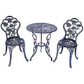KAILI Outdoor Furniture Bistro Set with Rose Pattern 1 Table 2 Chairs for Garden Patio Porch (Rose-Bronzed)