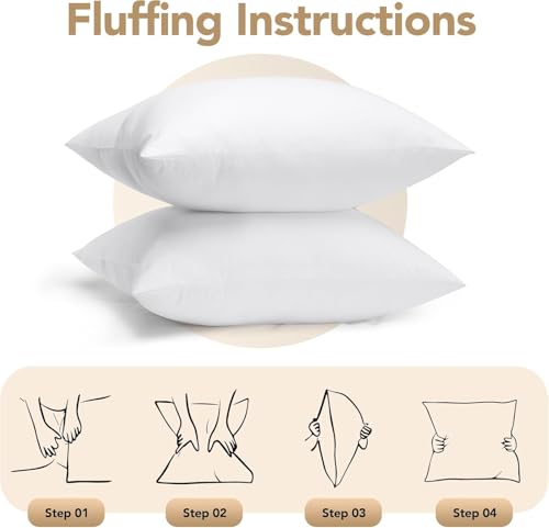 Utopia Bedding Outdoor Pillow Inserts 18 x 18 Inches (Pack of 2, White), Water Resistant Garden Throw Pillows for Patio and Porch Furniture