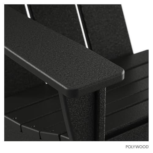 POLYWOOD Modern Adirondack Chair – All-Weather Outdoor Lawn Adirondack Chairs – HDPE, Fade-Resistant & Durable Outdoor Furniture – For Patio, Deck & Fire Pit Chairs – Black