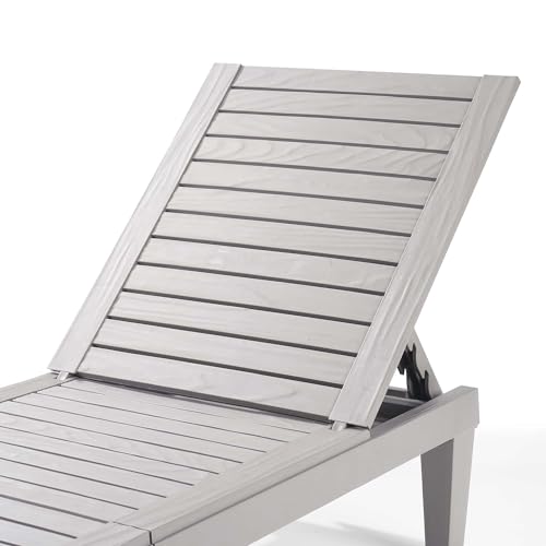 Nestl Patio Chairs - Grey Chaise Lounge Chair Outdoor, 5-Position Adjustable Sun Tanning Chair, Waterproof Pool Lounge Chairs Set of 2, Reclining Lawn Chair, Lightweight Outdoor Lounge Chairs