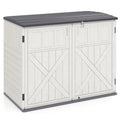 Tangkula Large Outdoor Storage Cabinet, 20 Cu.Ft Horizontal Resin Storage Shed with Adjustable Shelf & Lockable Doors, Weatherproof Patio Storage Box for Gardening Tools Cushions (White)