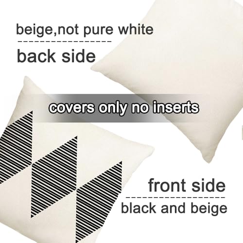 RABUSOFA Outdoor Pillows Waterproof,18x18 inch Black and White Throw Pillows Boho Set of 4 for Patio Furniture,Sunbrella Outdoor Pillow Covers for Couch(2W-18) (no Insert)