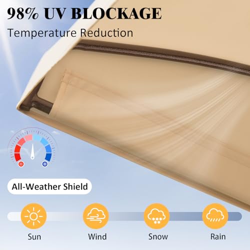 Oungelark Outdoor Porch Swing Cushions 3 Seater with Swing Canopy, Replacement Cushions for Outdoor Swing, Patio Swing Cushion 25D Foam (Khaki)