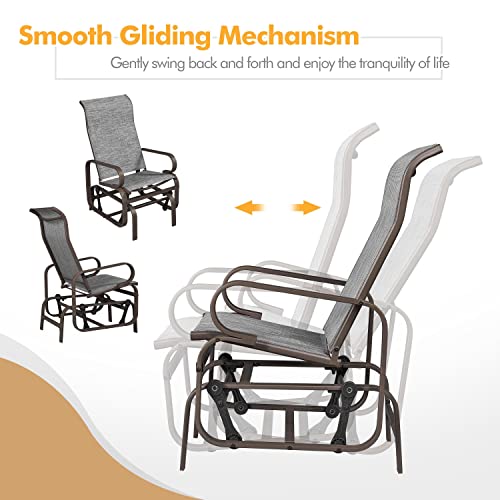 Yaheetech Outdoor Patio Glider, Rocking Lounge Chair with Sling Fabric and Steel Construction for Porch Patio Balcony Set of 1
