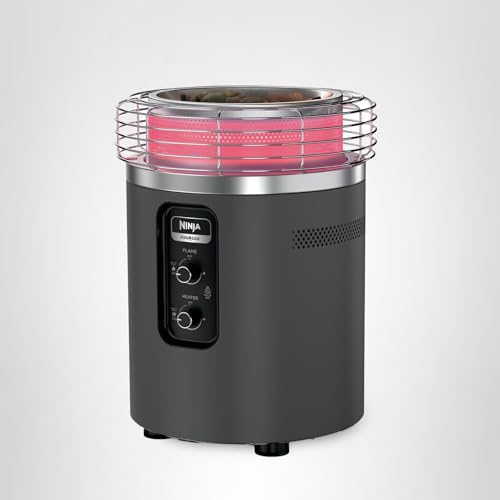 Ninja Fireside360™ Outdoor Heater & Fire Pit | 3 Modes: Flame, Heat, Flame & Heat | Portable for Patio, Deck, Camping | Easy Control Smokeless Flames | Push to Start Ignition | Charcoal | OF101AMZ