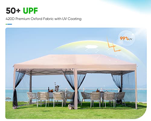 Quictent 10'x20' Pop up Screened Canopy Tent with Mosquito Netting, Portable Easy up Outdoor Screen House Shelter for Patio, Camping and Picnic, Includes Wheeled Carry Bag
