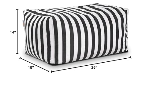 Jaxx Leon Outdoor Bean Bag Ottoman, Black & White Stripes