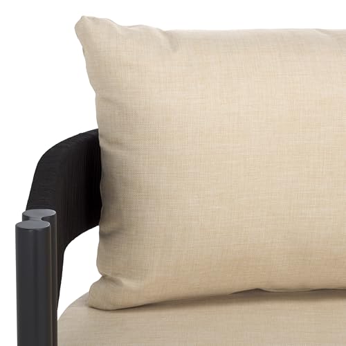 SAFAVIEH Outdoor Collection Viola Black & Taupe Curved Back 3-Seater Sofa