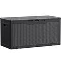 Devoko 100 Gallon Waterproof Large Resin Deck Box Indoor Outdoor Lockable Storage Container for Patio Furniture Cushions Garden Tools (100 Gallon, Black)