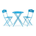 Alpine Corporation 3-Piece Bistro Set with Folding Table and 2 Chairs, Durable Steel Indoor/Outdoor Patio Furniture, Compact Seating, Blue