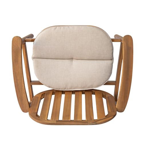 Christopher Knight Home Meja Acacia Wood Outdoor Club Chair Set of 2 with Cushion, Wooden Patio Accent Armchair, Comfy Lounge Chair Outdoor Set, Patio Furniture with Cushion, Teak+Beige