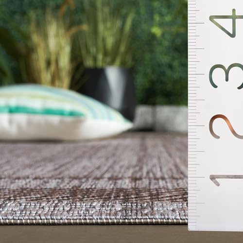 SAFAVIEH Courtyard Collection 2' x 3'7" Beige/Brown CY8477 Indoor/ Outdoor Waterproof Easy Cleaning Patio Backyard Mudroom Accent Rug