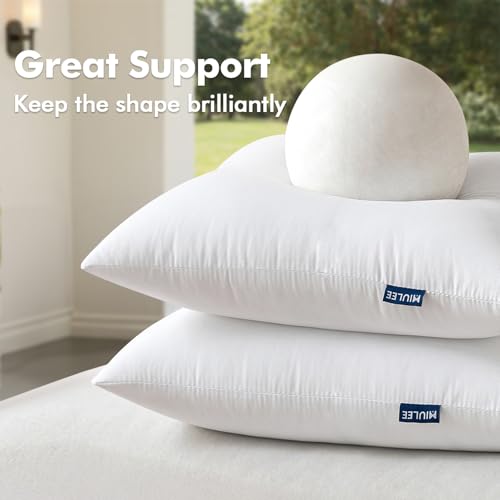 MIULEE Pack of 4 18x18 Outdoor Pillow Inserts, Water-Resistant Throw Pillow Inserts Decorative Premium Square Pillow Stuffer Sham for Porch Swing Couch Sofa Cushion Patio Furniture
