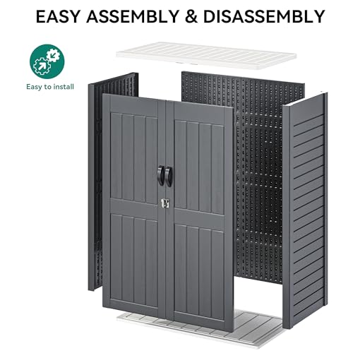 YITAHOME 59 cuft Vertical Outdoor Storage Shed w/o Shelf, 5.6 x 2.3 ft Lockable Resin Waterproof Tall Storage Cabinet, Suitable for Patio Furniture, Pool Accessories, and Garden Tools, Dark Gray