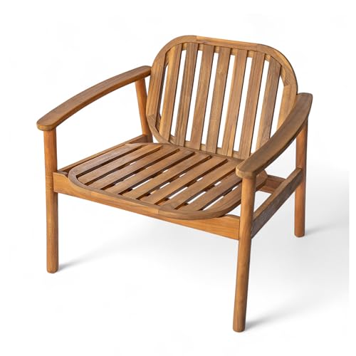 Christopher Knight Home Meja Acacia Wood Outdoor Club Chair Set of 2 with Cushion, Wooden Patio Accent Armchair, Comfy Lounge Chair Outdoor Set, Patio Furniture with Cushion, Teak+Beige