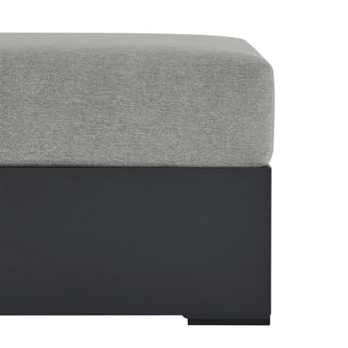 Modway Tahoe Aluminum Ottoman Gray with Weather-Resistant Cushion-Ideal as Outdoor Footstool, Patio or Sunroom Furniture