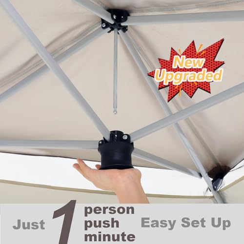 COBIZI 12x12 Pop Up Gazebos On Clearance - Upgrade Easy Up Metal Outdoor Gazebo Waterproof - Portable Gazebo with Mosquito Nettings, 4 Ropes 8 Stakes and Carry Bag for Patio Garden(Coffee)