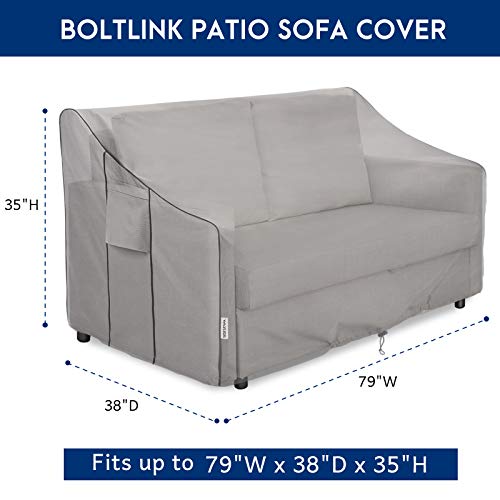 BOLTLINK Outdoor Patio Furniture Covers Waterproof ,Durable 3-Seater Sofa Cover Fits up to 79W x 38D x 35H inches