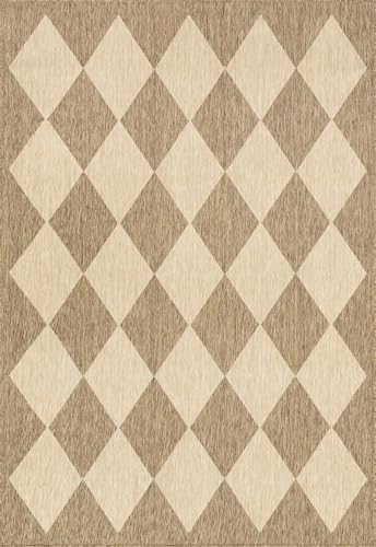 nuLOOM Outdoor Performance Collection Sabina Trellis Brown/Ivory, 8' x 10', Soft and Cozy, High Traffic, Stain Resistant, Easy Clean, Durable Area Rug for Indoor/Outdoor Patio, Deck, Porch, Garden